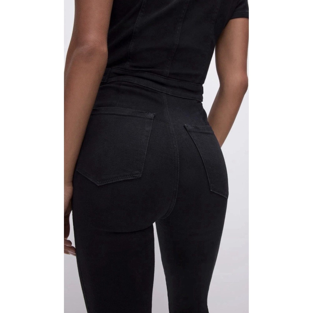 Good American Fit For Success Jumpsuit Black Denim Short Sleeve Romper New - Picture 5 of 12